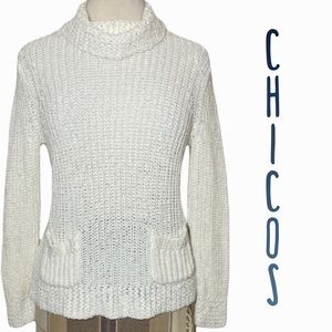 Chico’s size 1 medium ivory cream knit sweater